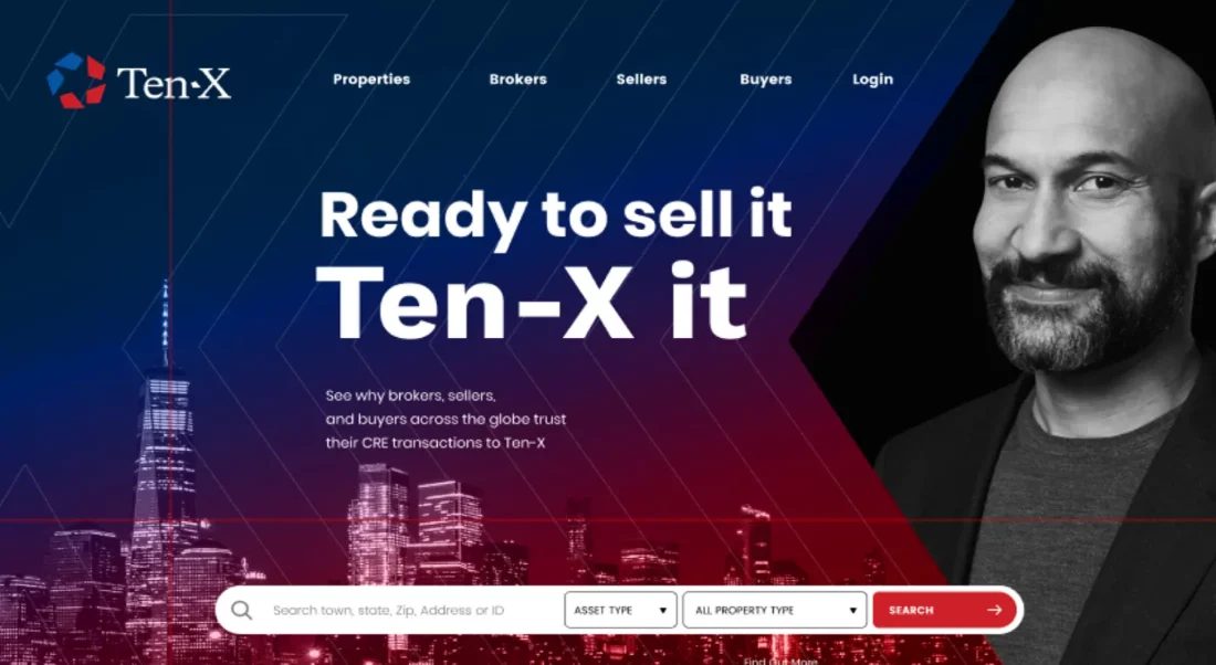 Ten-X commercial real estate website homepage, designed by Twelve12
